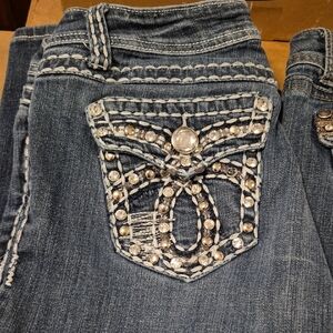 L.A. Idol Blue Boot Cut Jeans with Embellished Pockets
